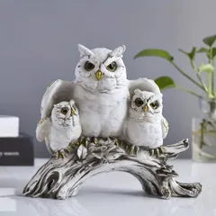 🦉 Mô Hình Chim Cú Gia Đình Trang Trí , đôi cánh bảo vệ – Decor Sang Trọng, Ý Nghĩa May Mắn kích thước 19,5 * 16*,5 cm