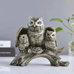 🦉 Mô Hình Chim Cú Gia Đình Trang Trí , đôi cánh bảo vệ – Decor Sang Trọng, Ý Nghĩa May Mắn kích thước 19,5 * 16*,5 cm