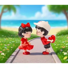 Mô hình cặp đôi trái tim màu đỏ cute trang trí ô tô, tiểu cảnh,bàn học…bằng nhựa cao cấp
