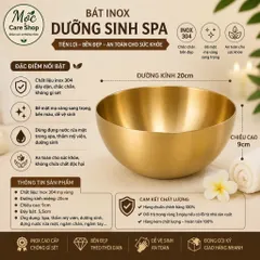 Bát Inox Mạ Vàng 20cm, Đựng nước Rửa Mặt, Dùng Trong Spa Thẩm Mỹ.
