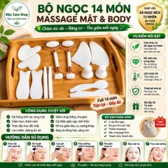 Bộ ngọc cạo gió 14 món massage cao cấp kèm khay đựng. Ngọc thạch mátxa mặt chuẩn hàng đẹp