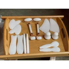 Bộ ngọc cạo gió 14 món massage cao cấp kèm khay đựng. Ngọc thạch mátxa mặt chuẩn hàng đẹp