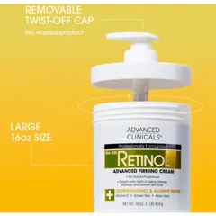 [MỸ] Kem Retinol Advanced Clinicals 454g DƯỠNG CHỐNG LÃO HOÁ DA NGỪA CHỨNG VIÊM NANG LÔNG GIÚP TRẮNG MỊN SĂN CHẮC