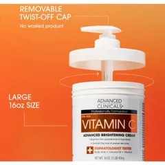 [Mỹ] Kem Vitamin C Advanced Clinicals 454g Dưỡng Da Trắng Sáng