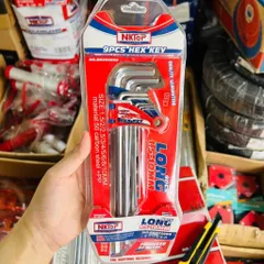 Bộ Lục Giác ,HOA THỊ NKTOP 9 Chi Tiết Thép CR-V Cứng Cáp, Chống Gỉ, Đa Năng