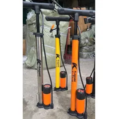 Bơm xe đạp bằng thép không gỉ, có đồng hồ đo áp suất, bơm xe máy, ô tô áp suất cao tiện lợi