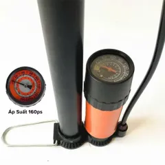 Bơm xe đạp bằng thép không gỉ, có đồng hồ đo áp suất, bơm xe máy, ô tô áp suất cao tiện lợi