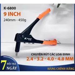 Kìm Rút Đinh Tán Kapusi K-6800 9 Inch – Dùng Đinh Rive 2.4/3.2/4.0/4.8mm Chính Hãng