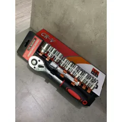 Tặng 1 tay L(250) khi mua  Bộ khẩu mở ốc bulong 12 chi tiết đầu 1/2 kích thước 8-24mm, Cần tự động 1/2 thép CR-V cao cấp
