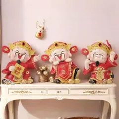 Tượng Thần Tài Mini Trang Trí Tết – Bộ 3 Tượng Ông Thần Tài Đón May Mắn Tài Lộc Để Bàn, Decor Cửa Hàng