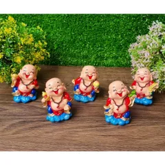 Bộ 05 tượng Di Lặc 7cm kèm chân đế Tài Lộc Phát