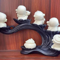 Tượng Ngũ Phúc Thần Tài Điêu Khắc màu Ngà – Trang Trí Để Bàn, Ô Tô, Văn Phòng