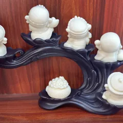 Tượng Ngũ Phúc Thần Tài Điêu Khắc màu Ngà – Trang Trí Để Bàn, Ô Tô, Văn Phòng