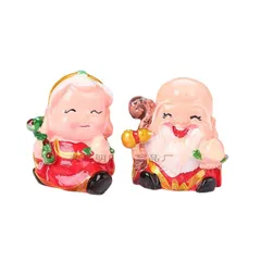Tượng Thần Tài, Ông Thọ Bà Thọ Mini cao 4.5cm – Trang Trí Bánh Kem, Ô Tô, Để Bàn, Resin