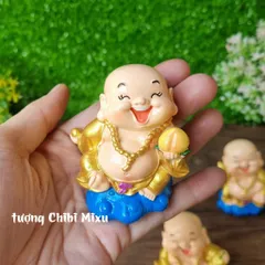 Bộ 05 tượng Di Lặc 7cm sơn nhũ vàng cao cấp - Ngũ Phúc Lâm Môn