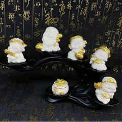 Tượng Ngũ Phúc Thần Tài Điêu Khắc màu Ngà – Trang Trí Để Bàn, Ô Tô, Văn Phòng