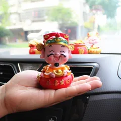 Tượng Thần Tài 10cm đầu lò xo lắc lư trang trí bàn làm việc, taplo ô tô, quà tặng