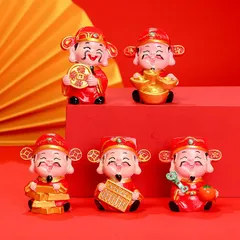 Bộ Tượng Ngũ Lộ Thần Tài Chibi May Mắn – Đồ Trang Trí Bàn Làm Việc Văn Phòng