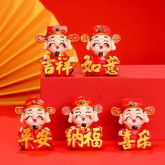 Bộ Tượng Ngũ Lộ Thần Tài Chibi May Mắn – Đồ Trang Trí Bàn Làm Việc Văn Phòng