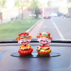 Tượng Thần Tài 10cm đầu lò xo lắc lư trang trí bàn làm việc, taplo ô tô, quà tặng