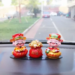 Tượng Thần Tài 10cm đầu lò xo lắc lư trang trí bàn làm việc, taplo ô tô, quà tặng