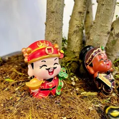 Bộ Ngũ lộ thần tài- Năm thần tài may mắn chibi - Tượng chibi thần tài cầu may mắn, phát tài lộc