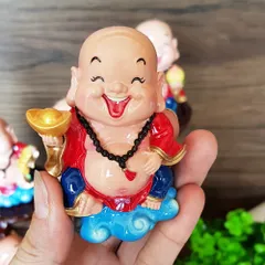 Bộ 05 tượng Di Lặc 7cm kèm chân đế giả đá size nhỏ - Ngũ Phúc Lâm Môn