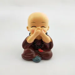 Tượng Chú Tiểu Tứ Không Đeo Chuỗi Phật Chibi – Trang Trí Ô Tô, Để Bàn, Resin Dễ Thương