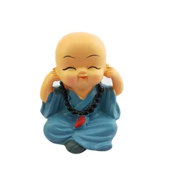Tượng Chú Tiểu Tứ Không Đeo Chuỗi Phật Chibi – Trang Trí Ô Tô, Để Bàn, Resin Dễ Thương