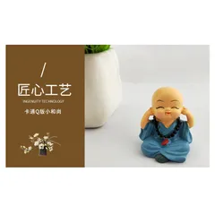 Tượng Chú Tiểu Tứ Không Đeo Chuỗi Phật Chibi – Trang Trí Ô Tô, Để Bàn, Resin Dễ Thương