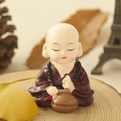 Tượng Chú Tiểu Chibi Resin – Trang Trí Ô Tô, Để Bàn, Phòng Khách, Phong Cách Thiền