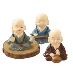 Tượng Chú Tiểu Chibi Resin – Trang Trí Ô Tô, Để Bàn, Phòng Khách, Phong Cách Thiền
