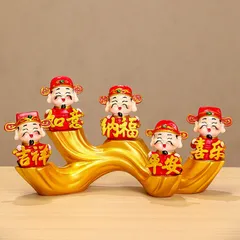 Bộ tượng Ngũ Lộ Thần Tài trang trí đồ trang trí để bàn, quà tặng khai tài, tân gia nhà mới hoặc quà tặng năm mới