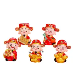Bộ tượng Ngũ Lộ Thần Tài trang trí đồ trang trí để bàn, quà tặng khai tài, tân gia nhà mới hoặc quà tặng năm mới