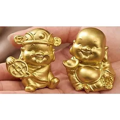 2 Tượng thần tài thổ địa mini size 3.5cm - 4cm