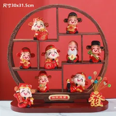 Tượng Ngũ Phúc & Ngũ Lộ Thần Tài Chibi – Trang Trí Ô Tô, Để Bàn, Resin May Mắn