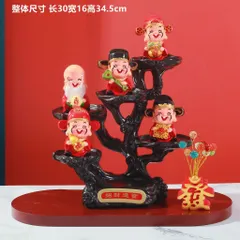 Tượng Ngũ Phúc & Ngũ Lộ Thần Tài Chibi – Trang Trí Ô Tô, Để Bàn, Resin May Mắn