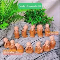 Bộ 12 chú tiểu 8 cm đủ dáng - FREESHIP - Bộ tượng chú tiểu an nhiên vui vẻ (giá trọn hộ)