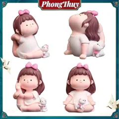 [Hàng HOT] Tượng bé gái bé mập tập Yoga để bàn Đáng Yêu Trang Trí Bàn học Xe Ô Tô【PhongThuy】