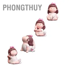 [Hàng HOT] Tượng bé gái bé mập tập Yoga để bàn Đáng Yêu Trang Trí Bàn học Xe Ô Tô【PhongThuy】