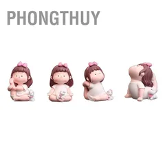 [Hàng HOT] Tượng bé gái bé mập tập Yoga để bàn Đáng Yêu Trang Trí Bàn học Xe Ô Tô【PhongThuy】