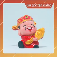 Bộ tượng 2 thần tài Bộ đôi Thần Tài May mắn cao cấp Tượng mini trang trí Xe hơi Bàn làm việc