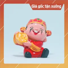 Bộ tượng 2 thần tài Bộ đôi Thần Tài May mắn cao cấp Tượng mini trang trí Xe hơi Bàn làm việc
