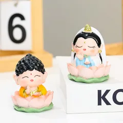 Bộ Tượng Mini Quan Âm – Phật – Thần Tài – Quan Công – Phúc Lộc Thọ Ngồi Đài Sen – Decor Phong Thủy May Mắn