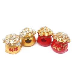 Bao túi đồng xu đỏ, vàng nhỏ xinh tranh trí  tiểu cảnh, bánh kem, để xe hơi ... phong thủy may mắn tài lộc