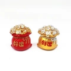 Bao túi đồng xu đỏ, vàng nhỏ xinh tranh trí  tiểu cảnh, bánh kem, để xe hơi ... phong thủy may mắn tài lộc