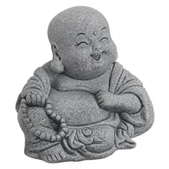 Tượng Di Lặc cầm chuỗi hạt đá sa thạch