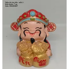 Tượng thần tài ôm túi vàng to - FREESHIP - Tượng thần tài bóng cao cấp trang trí phong thủy 7 cm