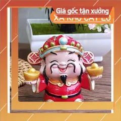 Tượng chibi Thần Tài may mắn 7cm - mẫu hai tay cầm 2 thỏi vàng