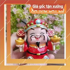 Tượng chibi Thần Tài may mắn 7cm - mẫu hai tay cầm 2 thỏi vàng